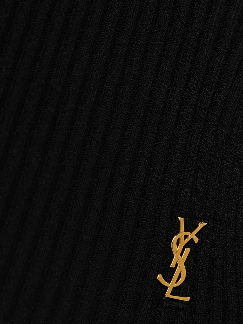 Saint Laurent Embellished Ribbed-knit Polo Sweater | Thumbnail 4 Saint Laurent Embellished Ribbed-knit Polo Sweater | Thumbnail 4