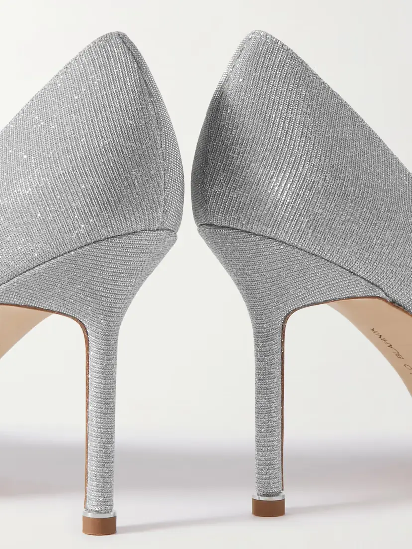 Manolo Blahnik Hangisi 90 Crystal-embellished Glittered Satin Pumps | Thumbnail 4 Manolo Blahnik Hangisi 90 Crystal-embellished Glittered Satin Pumps | Thumbnail 4