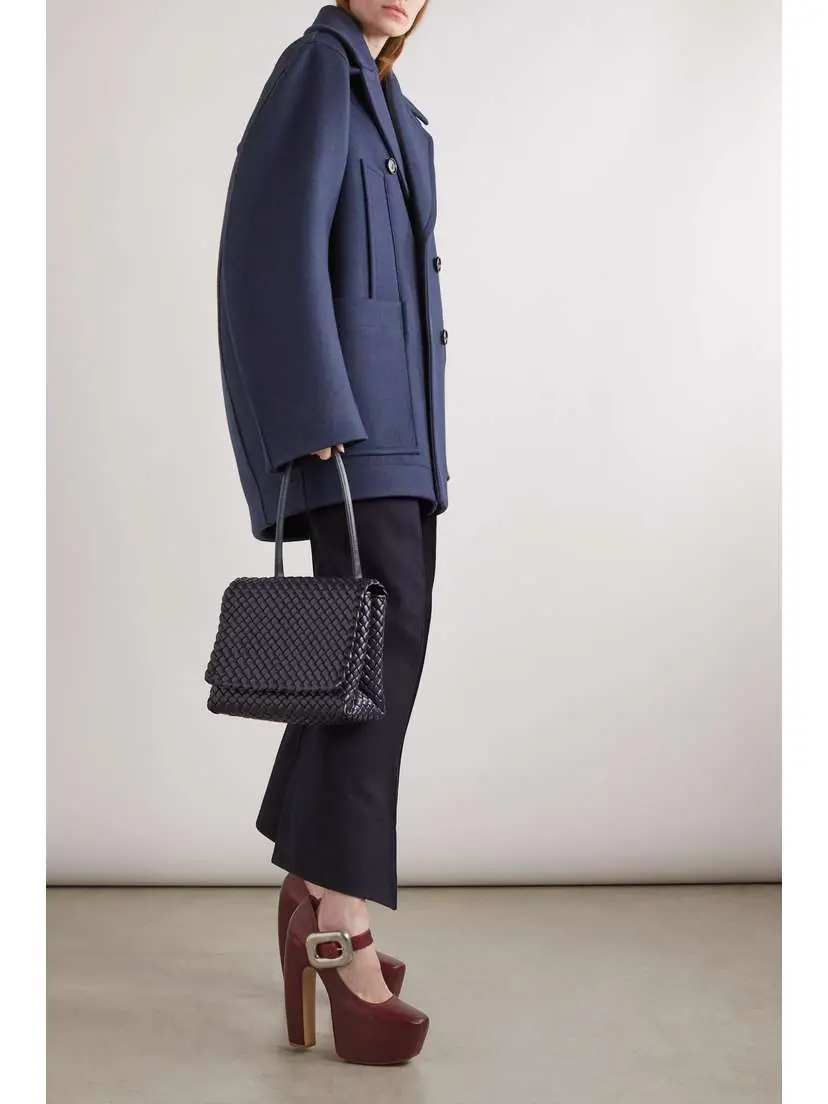 Bottega Veneta Double-breasted Paneled Wool-blend Felt Coat | Thumbnail 2 Bottega Veneta Double-breasted Paneled Wool-blend Felt Coat | Thumbnail 2