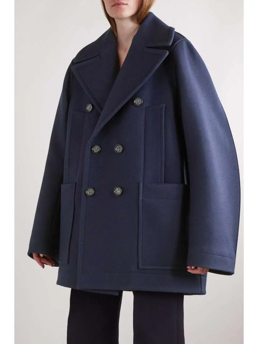 Bottega Veneta Double-breasted Paneled Wool-blend Felt Coat | Thumbnail 3 Bottega Veneta Double-breasted Paneled Wool-blend Felt Coat | Thumbnail 3