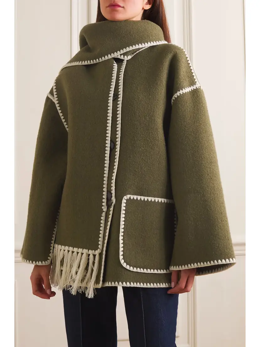 TOTEME Draped Fringed Wool-blend Jacket | Thumbnail 3