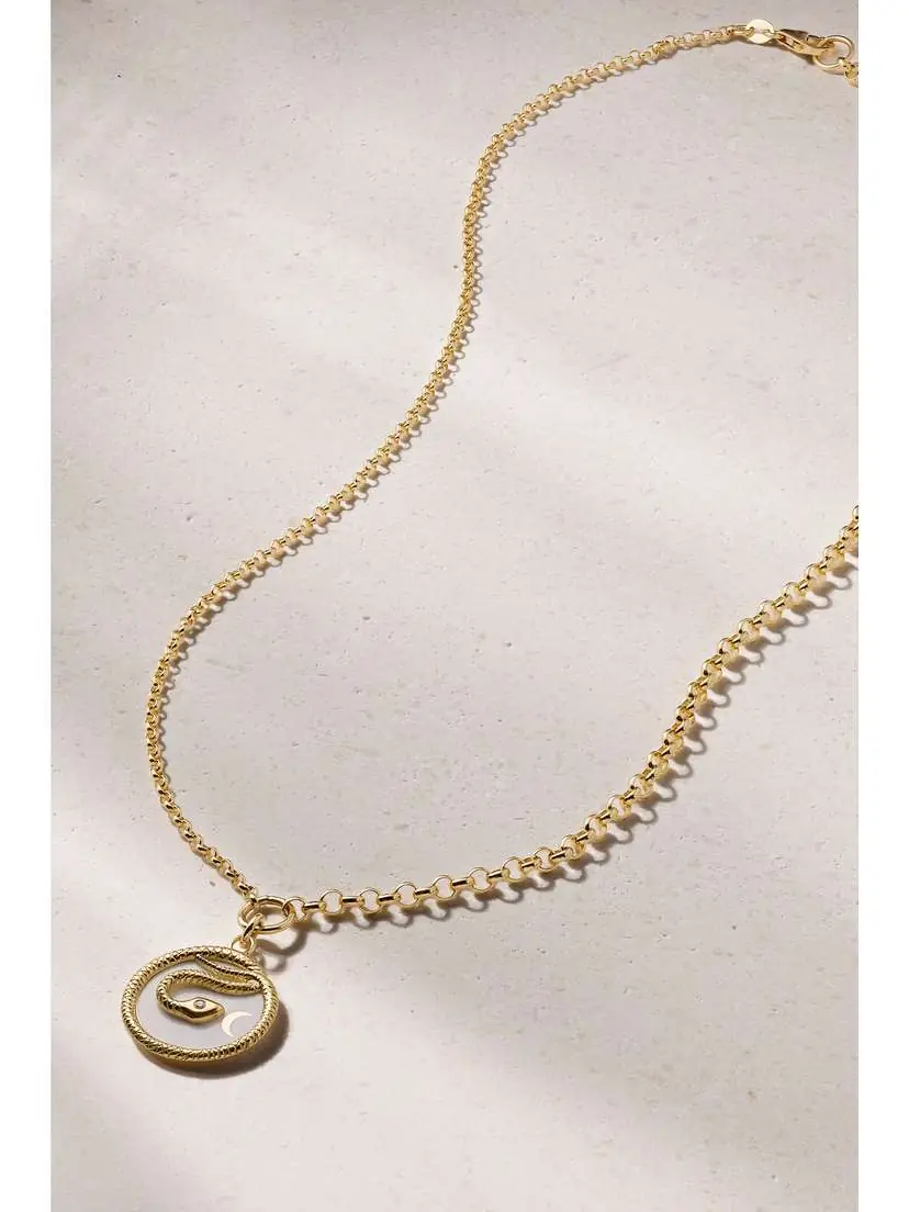 Foundrae Wholeness 18-karat Gold, Enamel And Diamond Necklace | Thumbnail 4 Foundrae Wholeness 18-karat Gold, Enamel And Diamond Necklace | Thumbnail 4