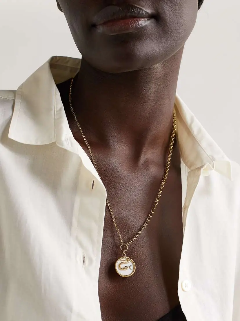 Foundrae Wholeness 18-karat Gold, Enamel And Diamond Necklace | Thumbnail 5 Foundrae Wholeness 18-karat Gold, Enamel And Diamond Necklace | Thumbnail 5