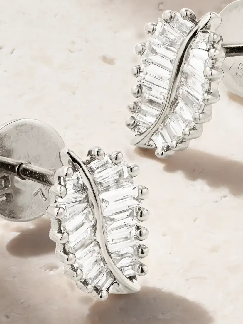 Anita Ko Palm Leaf Small 18-karat White Gold Diamond Earrings | Thumbnail 3 Anita Ko Palm Leaf Small 18-karat White Gold Diamond Earrings | Thumbnail 3