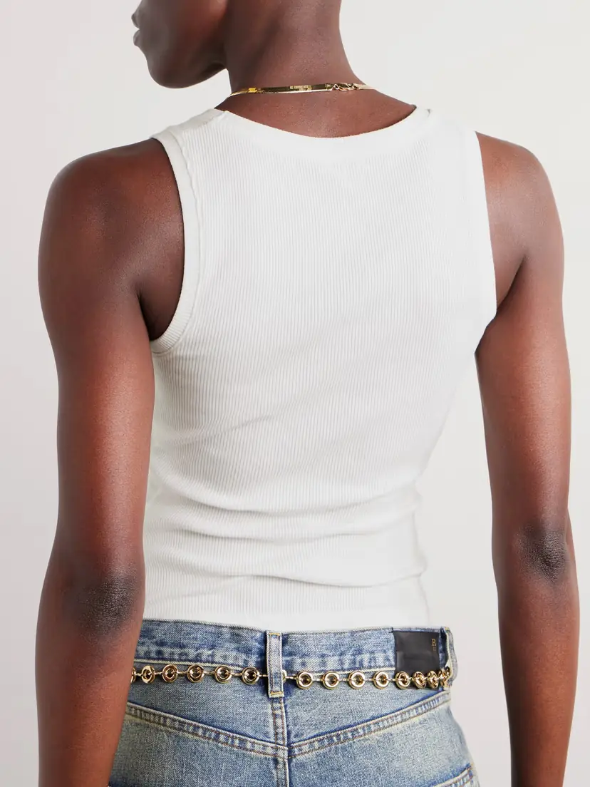 Loewe Embroidered Ribbed Stretch-cotton Tank | Thumbnail 4