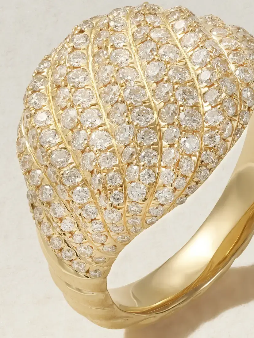 David Yurman Sculpted Cable 18-karat Gold Diamond Pinky Ring | Thumbnail 4 David Yurman Sculpted Cable 18-karat Gold Diamond Pinky Ring | Thumbnail 4