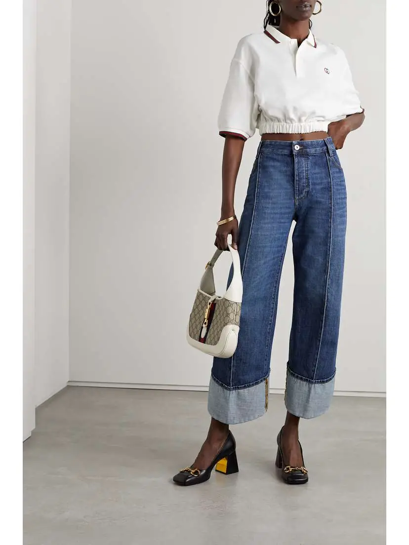 Gucci Cropped Striped Cotton-piqué Top | Thumbnail 2 Gucci Cropped Striped Cotton-piqué Top | Thumbnail 2