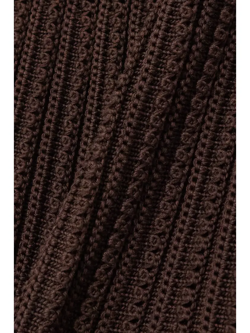 Loro Piana Castellana Crochet-knit Silk And Cotton-blend Dress - Brown | Thumbnail 4 Loro Piana Castellana Crochet-knit Silk And Cotton-blend Dress - Brown | Thumbnail 4