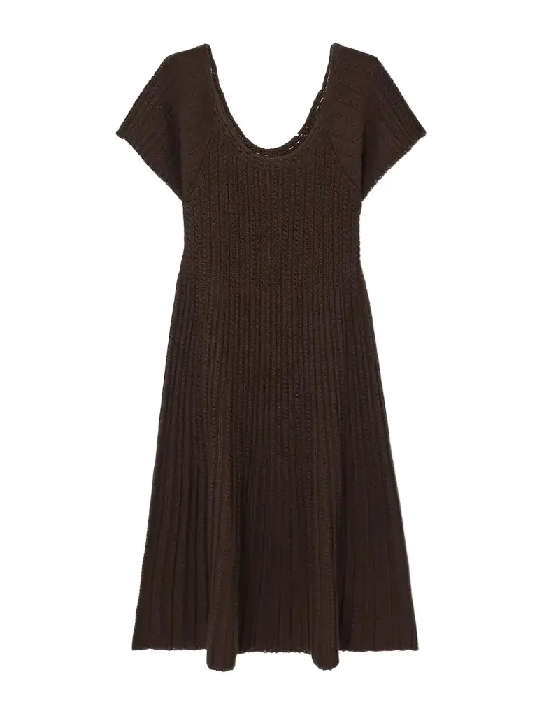 Loro Piana Castellana Crochet-knit Silk And Cotton-blend Dress - Brown