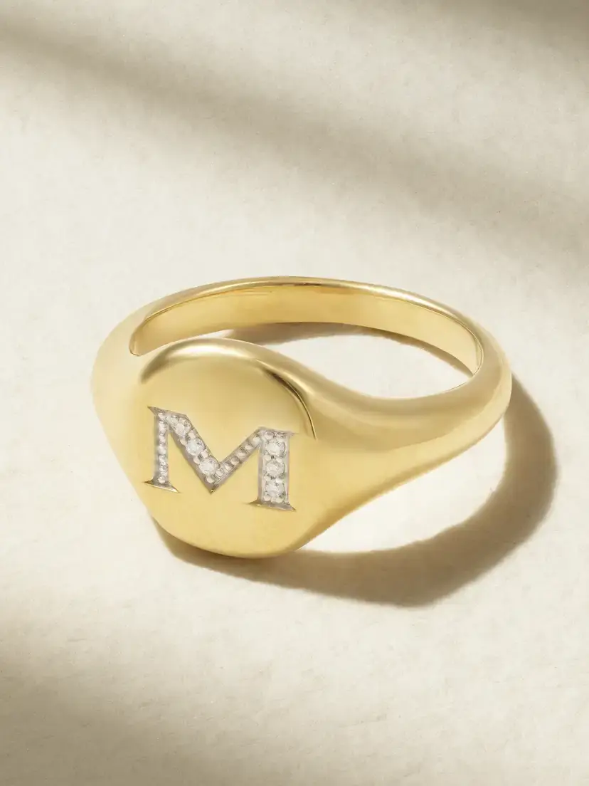 David Yurman Initial 18-karat Gold Diamond Pinky Ring | Thumbnail 6