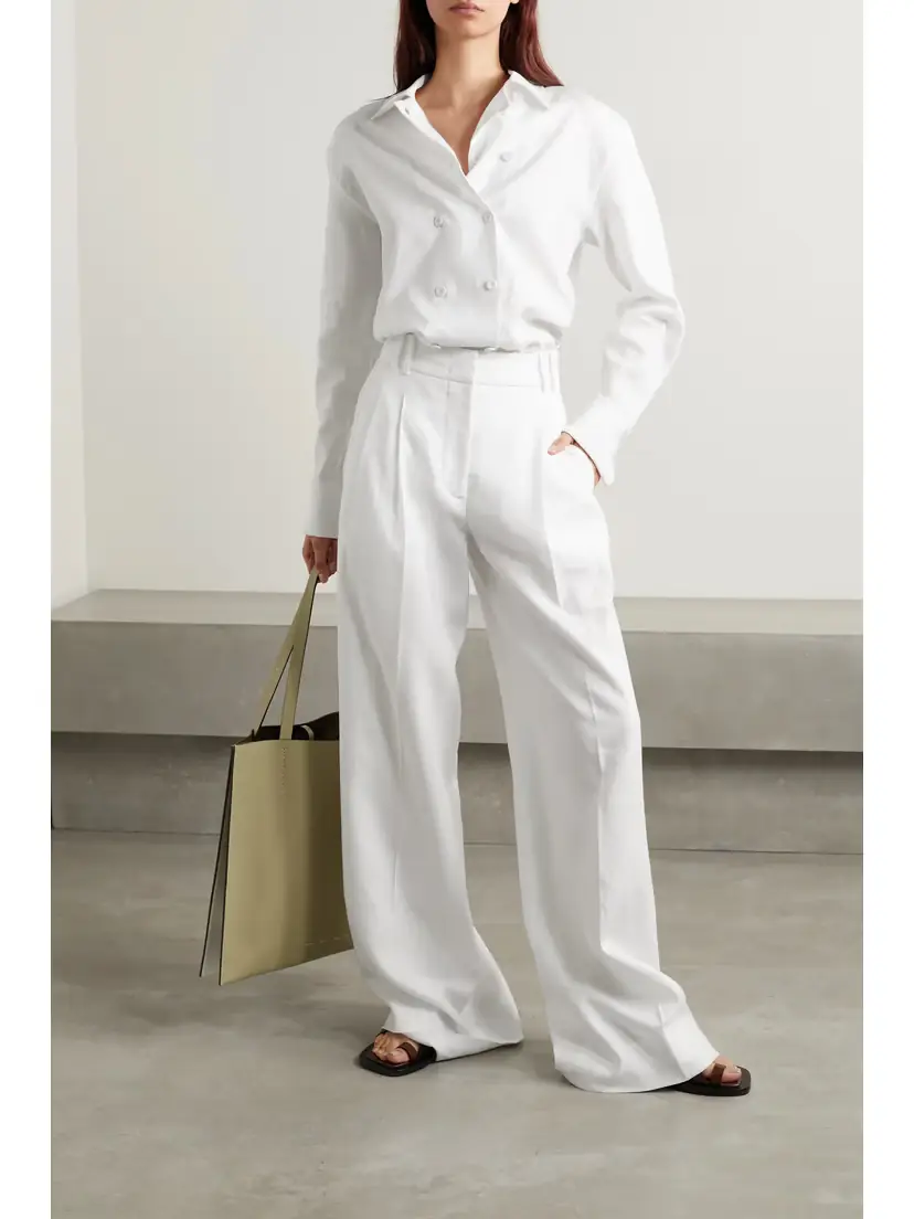 Another Tomorrow + Net Sustain Pleated Linen Wide-leg Pants | Thumbnail 2 Another Tomorrow + Net Sustain Pleated Linen Wide-leg Pants | Thumbnail 2