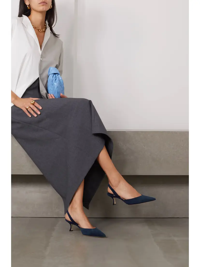 Manolo Blahnik Carolyne 50 Suede Slingback Pumps | Thumbnail 2 Manolo Blahnik Carolyne 50 Suede Slingback Pumps | Thumbnail 2