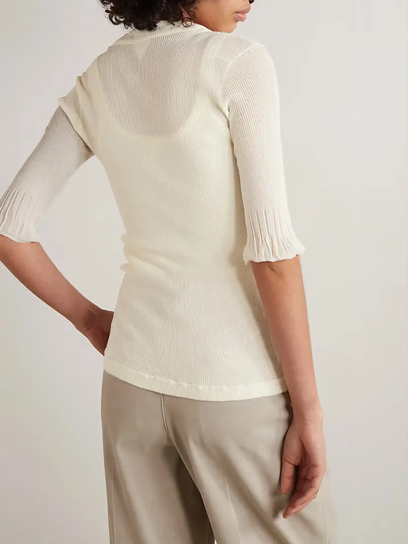 Bottega Veneta Ribbed Cotton-blend Top | Thumbnail 4 Bottega Veneta Ribbed Cotton-blend Top | Thumbnail 4