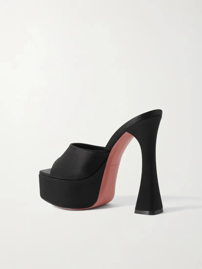 Amina Muaddi Dalida Satin Platform Mules | Thumbnail 3