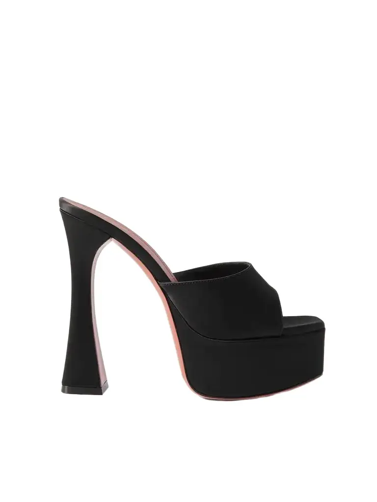 Amina Muaddi Dalida Satin Platform Mules | Image 1 Amina Muaddi Dalida Satin Platform Mules | Image 1