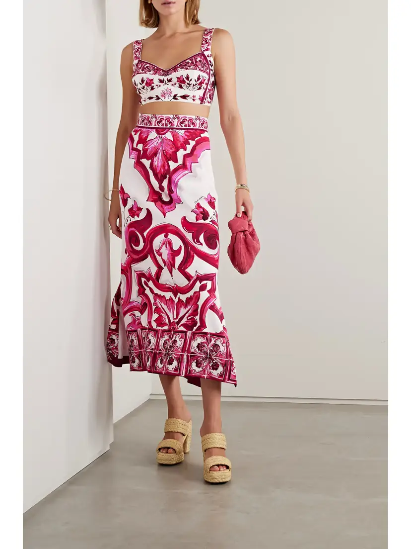 Dolce & Gabbana Maiolica Printed Silk-blend Crepe De Chine Midi Skirt | Thumbnail 2 Dolce & Gabbana Maiolica Printed Silk-blend Crepe De Chine Midi Skirt | Thumbnail 2