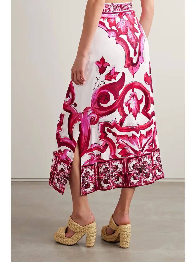 Dolce & Gabbana Maiolica Printed Silk-blend Crepe De Chine Midi Skirt | Thumbnail 3 Dolce & Gabbana Maiolica Printed Silk-blend Crepe De Chine Midi Skirt | Thumbnail 3