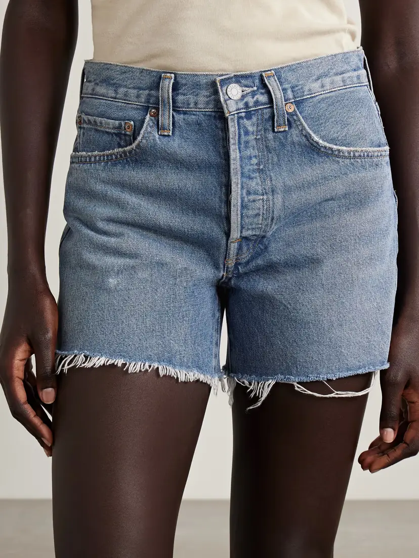 AGOLDE Parker Long Distressed Denim Shorts | Thumbnail 3