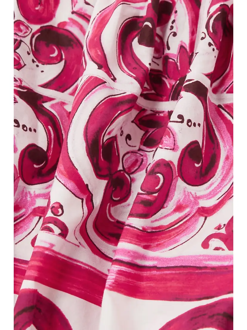 Dolce & Gabbana Maiolica Off-the-shoulder Printed Cotton-poplin Top | Thumbnail 4