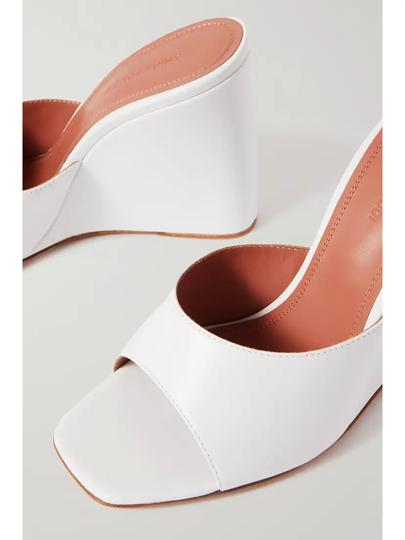 Amina Muaddi Lupita Leather Wedge Mules | Thumbnail 4