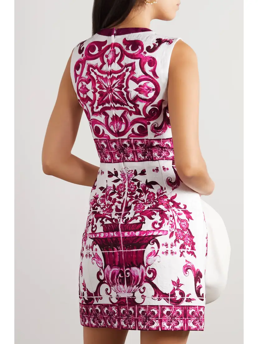 Dolce & Gabbana Maiolica Printed Cotton-blend Jacquard Mini Dress | Thumbnail 3 Dolce & Gabbana Maiolica Printed Cotton-blend Jacquard Mini Dress | Thumbnail 3