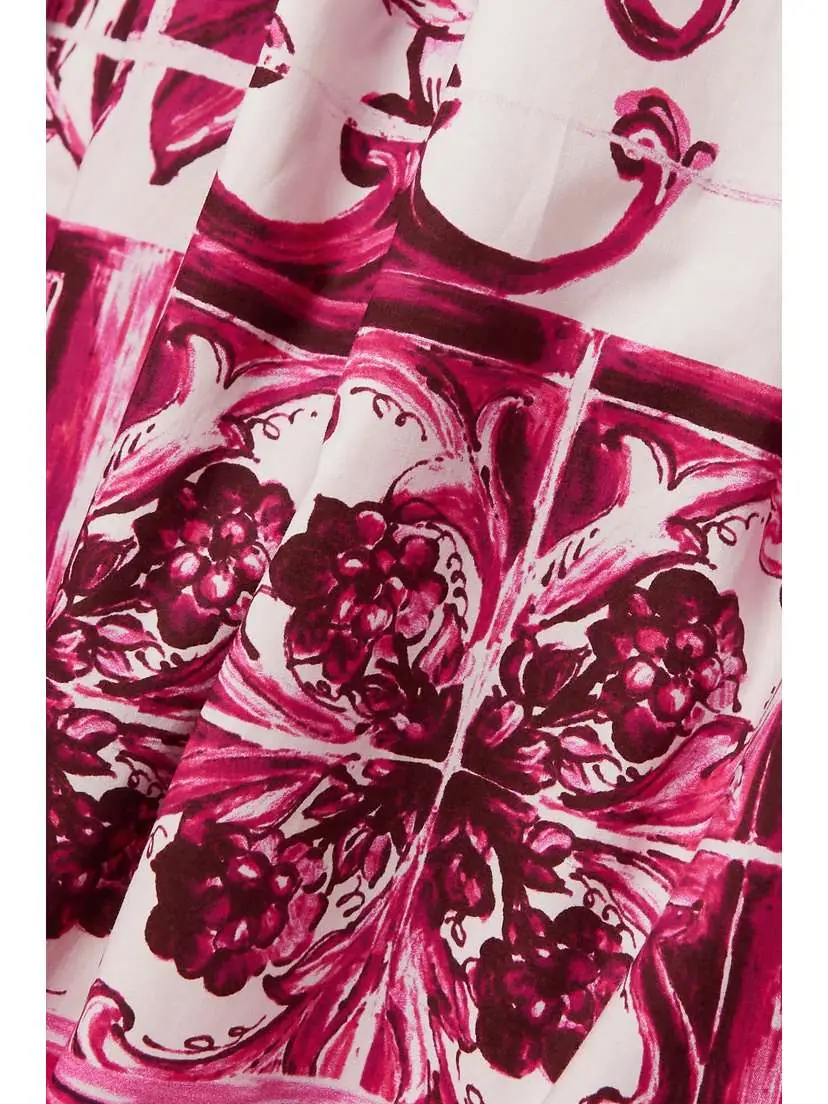 Dolce & Gabbana Maiolica Pleated Printed Cotton-poplin Midi Skirt | Thumbnail 4 Dolce & Gabbana Maiolica Pleated Printed Cotton-poplin Midi Skirt | Thumbnail 4