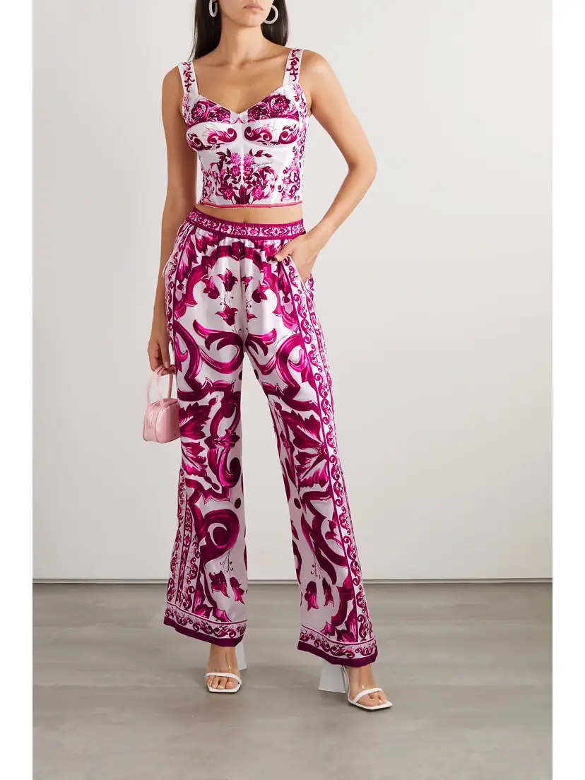 Dolce & Gabbana Maiolica Floral-print Mesh Bustier Top | Thumbnail 2