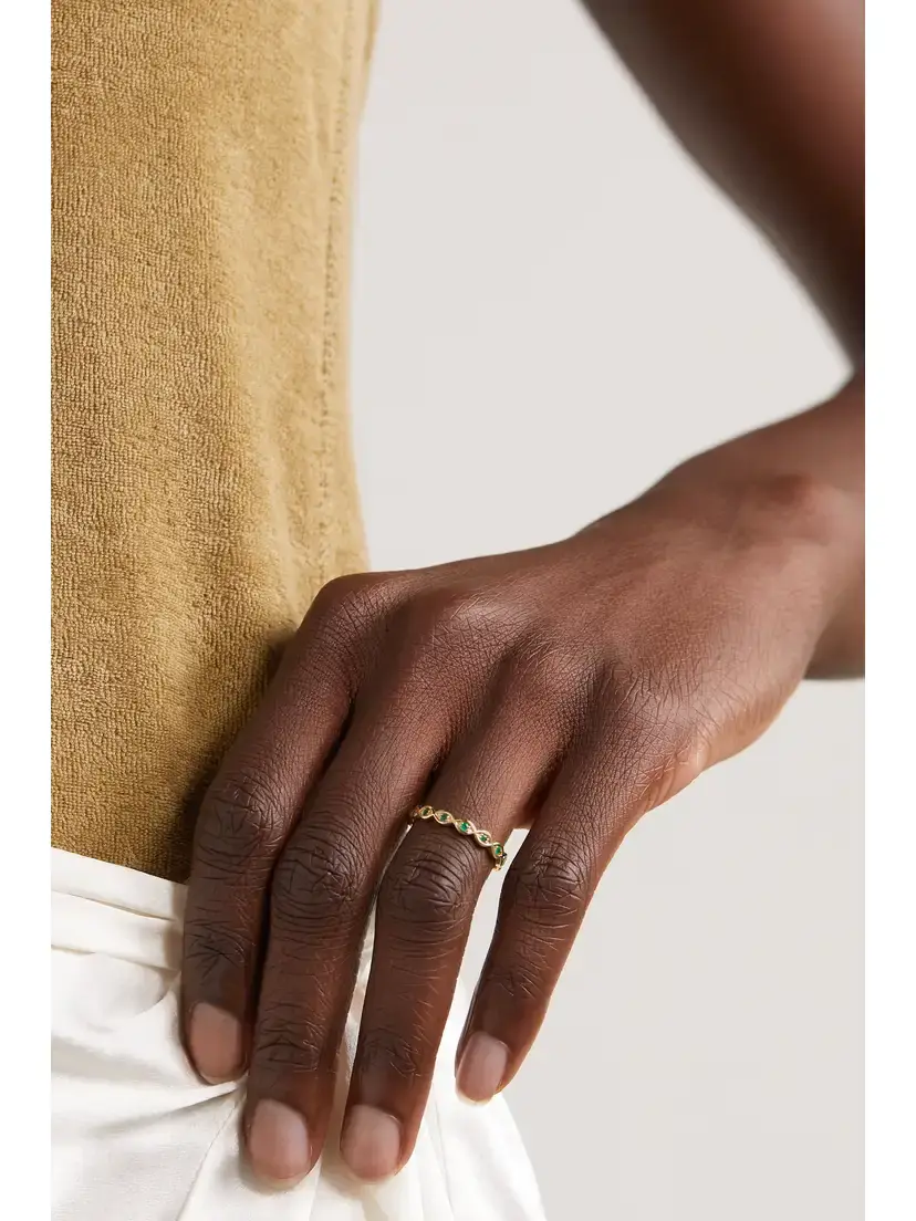 Sydney Evan Marquis Eternity 14-karat Gold Emerald Ring | Thumbnail 2 Sydney Evan Marquis Eternity 14-karat Gold Emerald Ring | Thumbnail 2