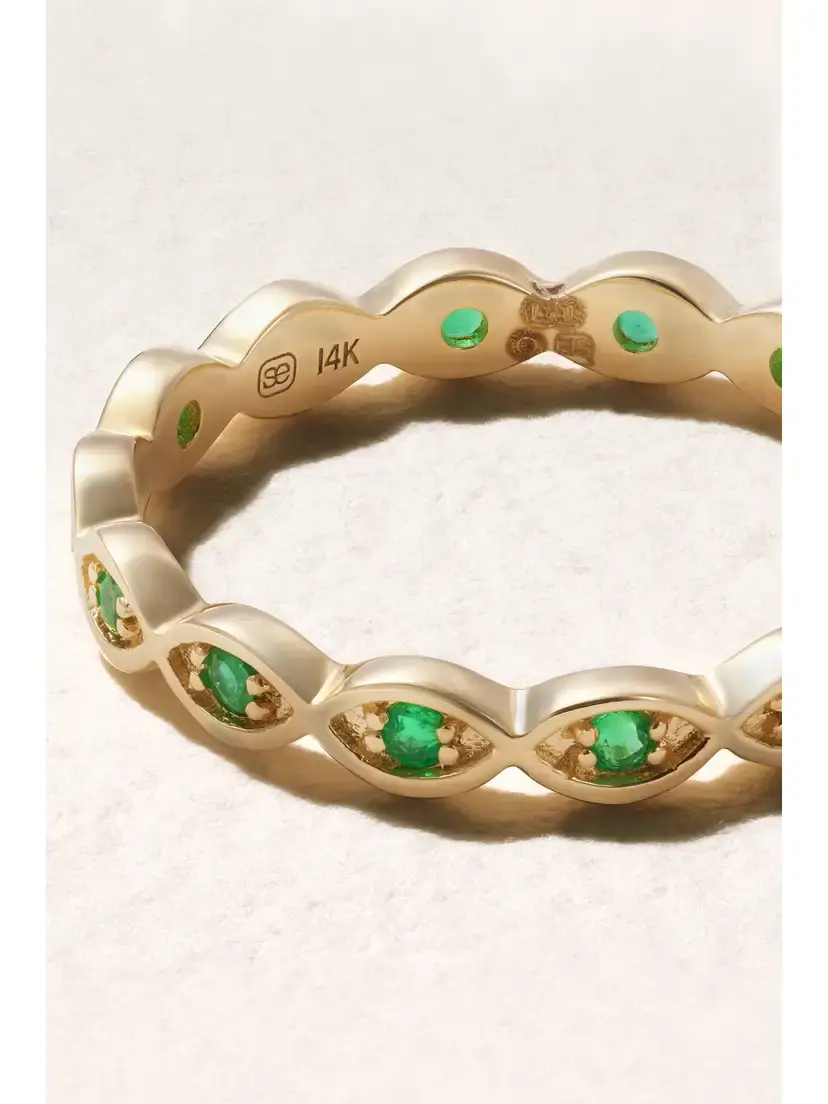 Sydney Evan Marquis Eternity 14-karat Gold Emerald Ring | Thumbnail 3 Sydney Evan Marquis Eternity 14-karat Gold Emerald Ring | Thumbnail 3