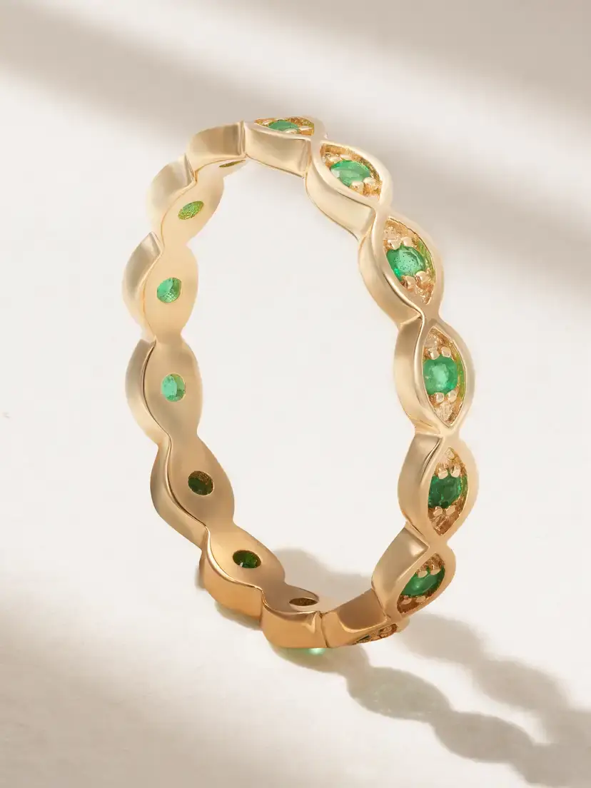 Sydney Evan Marquis Eternity 14-karat Gold Emerald Ring | Image 1 Sydney Evan Marquis Eternity 14-karat Gold Emerald Ring | Image 1