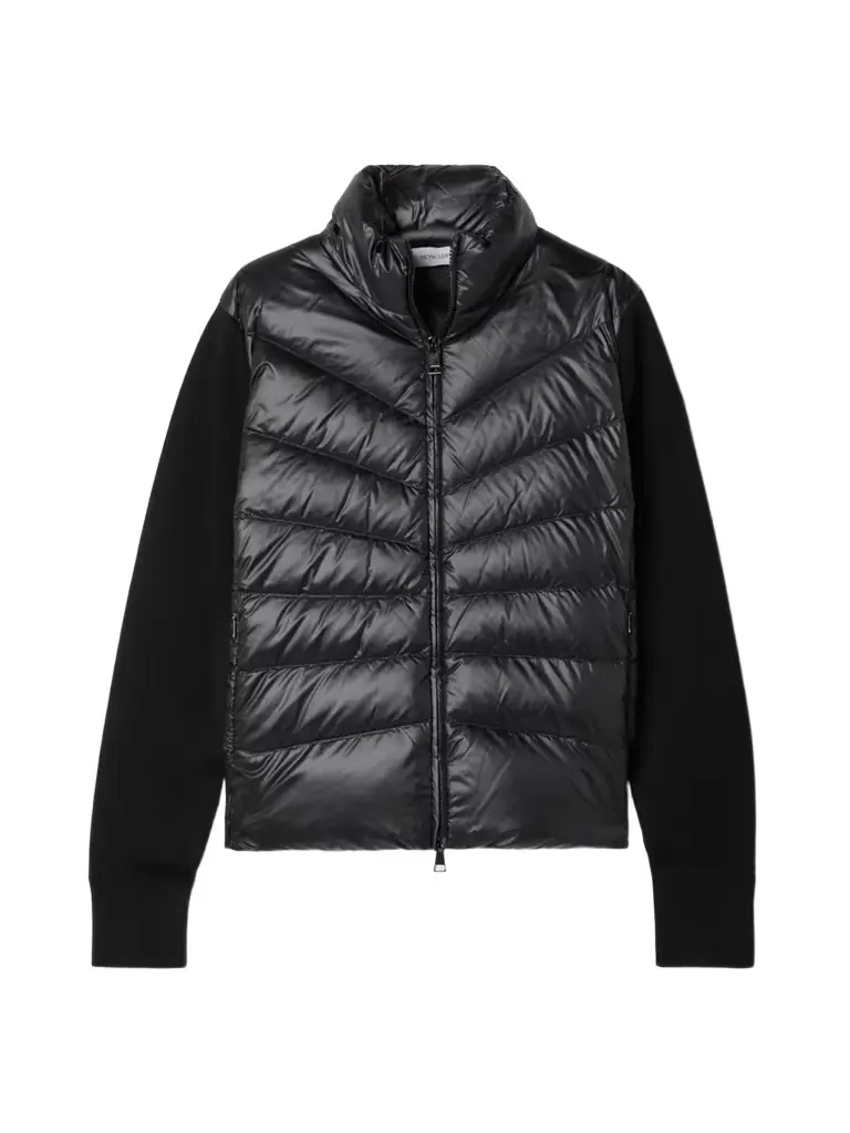 Moncler Ribbed Wool And Quilted Shell Down Jacket | Image 1 Moncler Ribbed Wool And Quilted Shell Down Jacket | Image 1