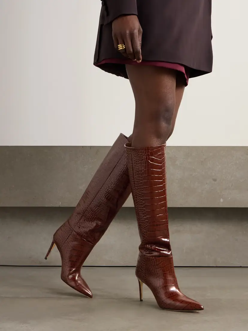 Paris Texas Stiletto 85 Croc-effect Leather Knee Boots | Thumbnail 2