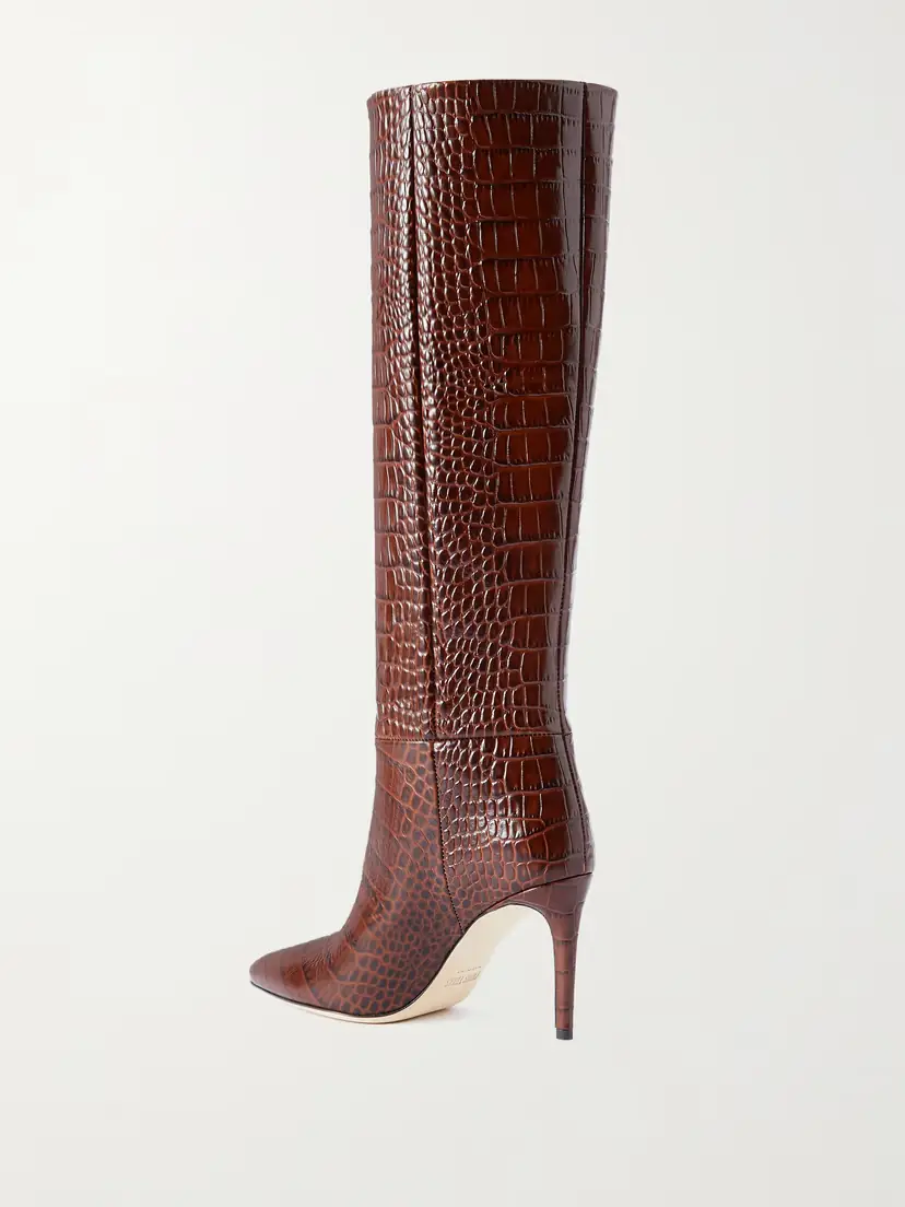 Paris Texas Stiletto 85 Croc-effect Leather Knee Boots | Thumbnail 3