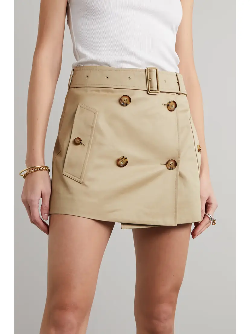 Burberry Belted Cotton-gabardine Wrap Mini Skirt - - UK 14 | Thumbnail 3 Burberry Belted Cotton-gabardine Wrap Mini Skirt - - UK 14 | Thumbnail 3