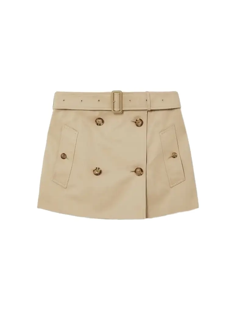 Belted Cotton-gabardine Wrap Mini Skirt - - UK 14