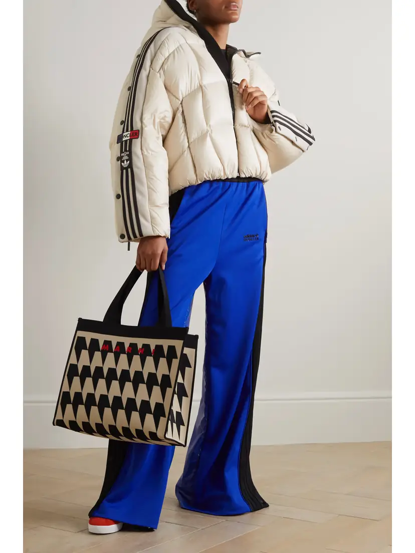 Moncler Genius + Adidas Originals Cropped Hooded Striped Quilted Shell Down Jacket | Thumbnail 2 Moncler Genius + Adidas Originals Cropped Hooded Striped Quilted Shell Down Jacket | Thumbnail 2