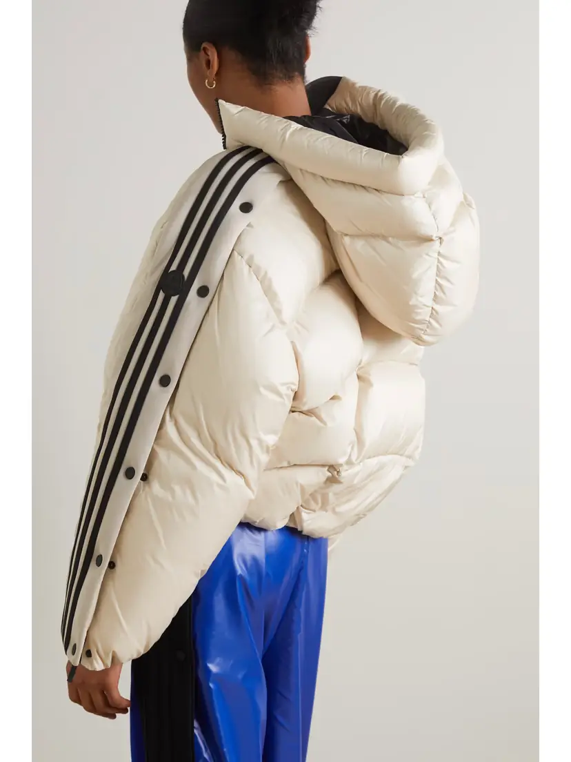 Moncler Genius + Adidas Originals Cropped Hooded Striped Quilted Shell Down Jacket | Thumbnail 3 Moncler Genius + Adidas Originals Cropped Hooded Striped Quilted Shell Down Jacket | Thumbnail 3