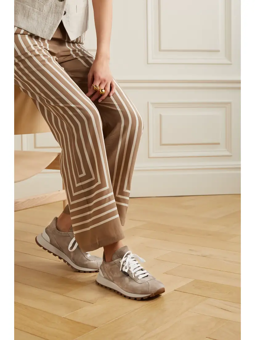 Brunello Cucinelli Bead-embellished Suede Sneakers | Thumbnail 2 Brunello Cucinelli Bead-embellished Suede Sneakers | Thumbnail 2