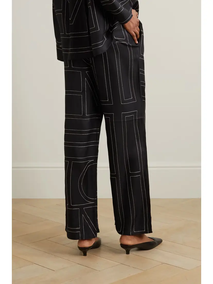 TOTEME Embroidered Silk-twill Wide-leg Pants | Thumbnail 3 TOTEME Embroidered Silk-twill Wide-leg Pants | Thumbnail 3