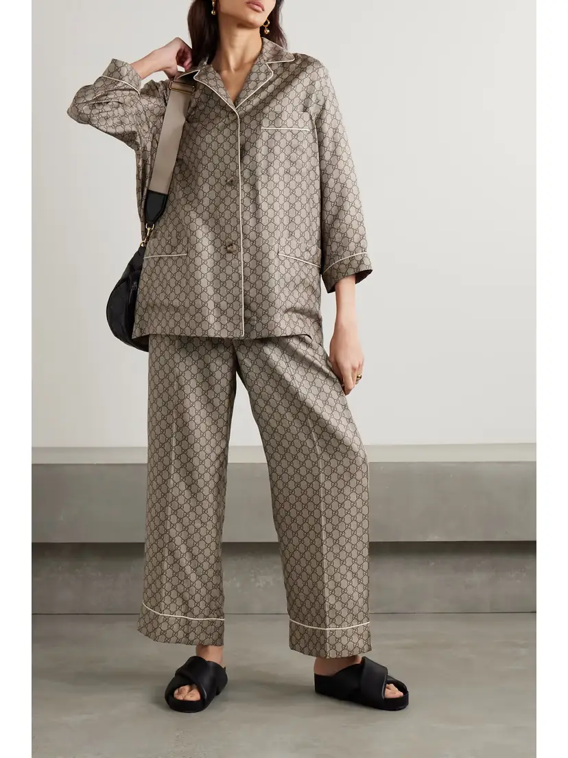 Gucci Cropped Silk-satin Jacquard Wide-leg Pants | Thumbnail 2