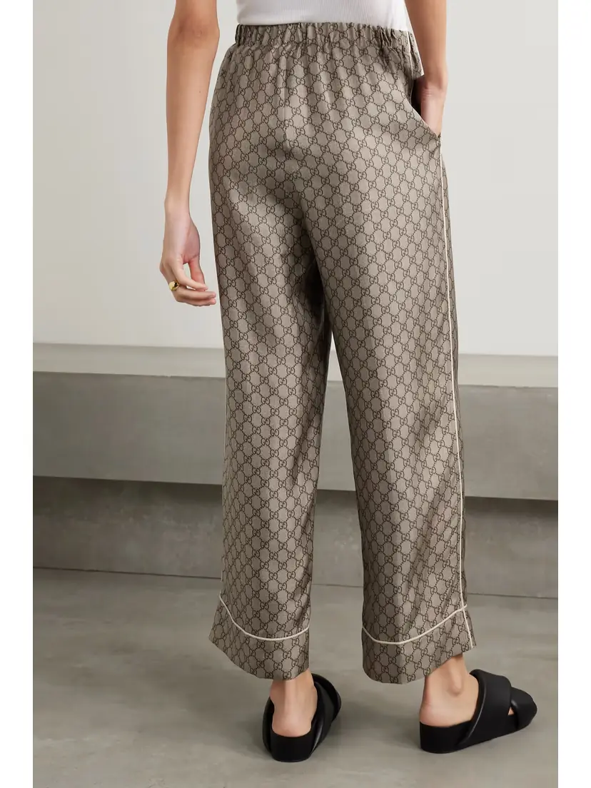 Gucci Cropped Silk-satin Jacquard Wide-leg Pants | Thumbnail 4