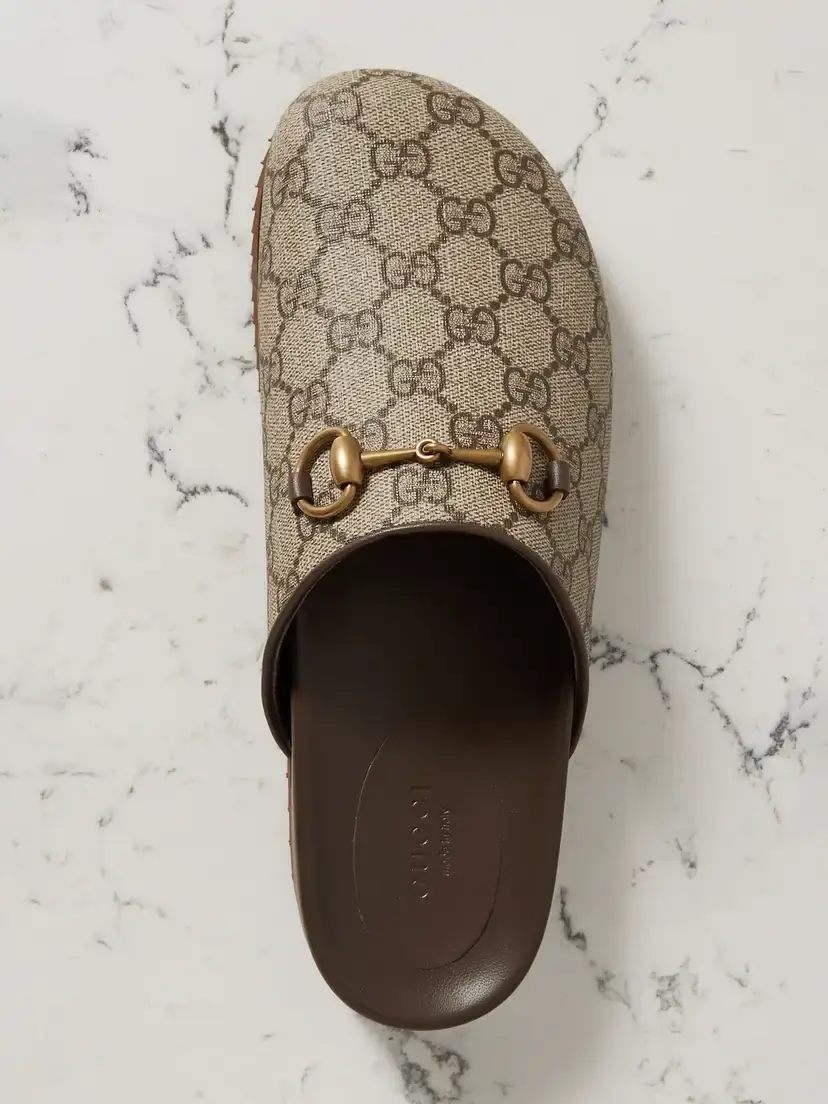 Gucci Sol Embellished Leather-trimmed Canvas-jacquard Slippers | Thumbnail 5 Gucci Sol Embellished Leather-trimmed Canvas-jacquard Slippers | Thumbnail 5