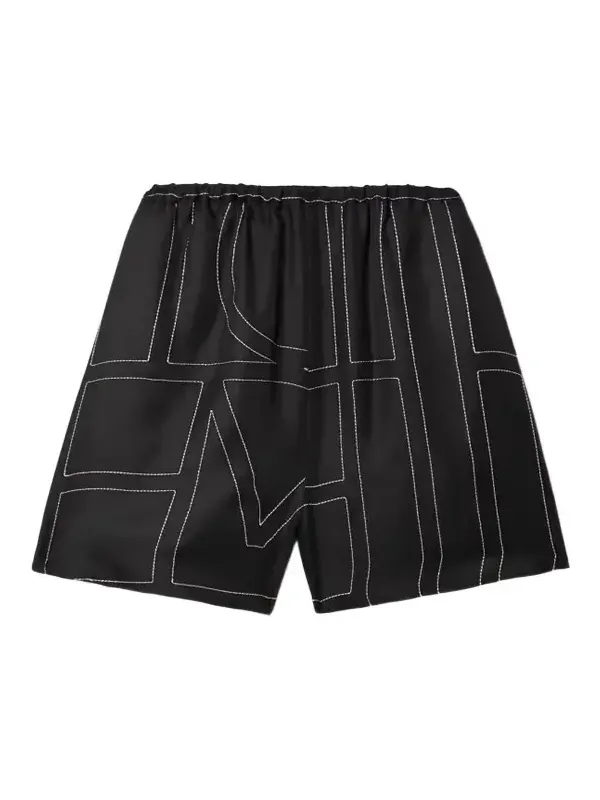 Embroidered Silk-twill Shorts