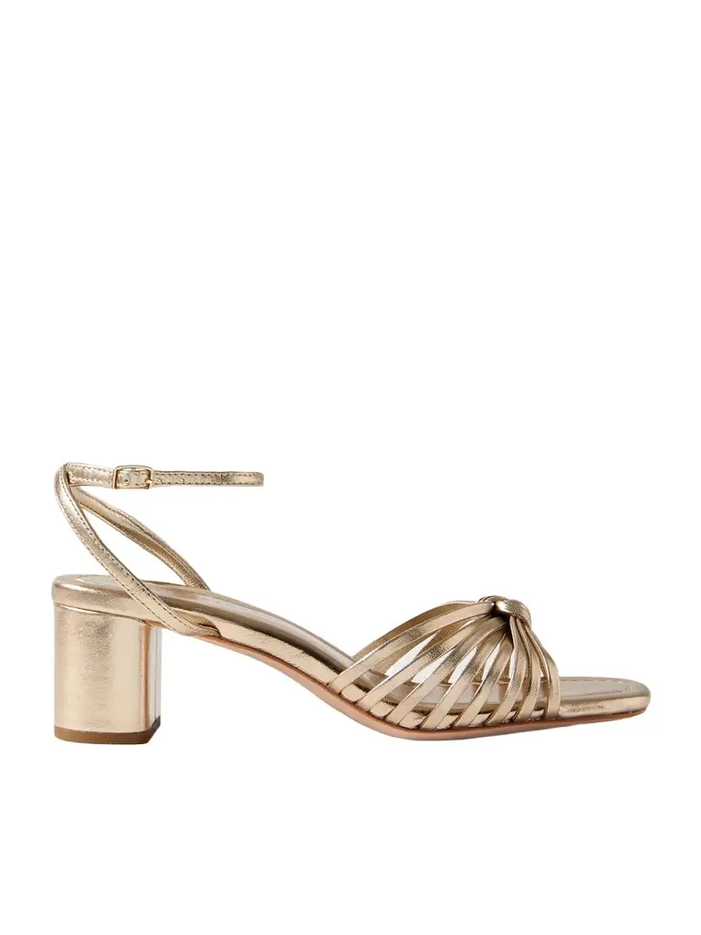 Loeffler Randall + Net Sustain Olivia Knotted Metallic Leather Sandals