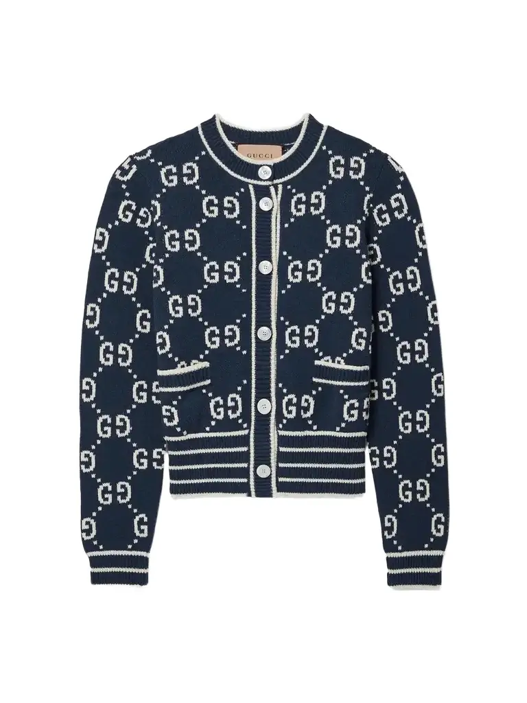 Cotton-blend Jacquard Cardigan