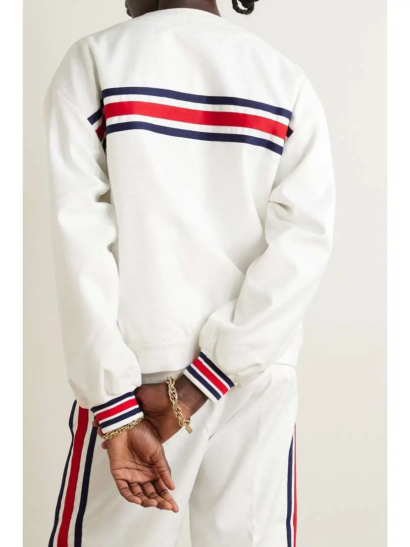 Gucci Appliquéd Webbing-trimmed Jersey-jacquard Cardigan | Thumbnail 3 Gucci Appliquéd Webbing-trimmed Jersey-jacquard Cardigan | Thumbnail 3