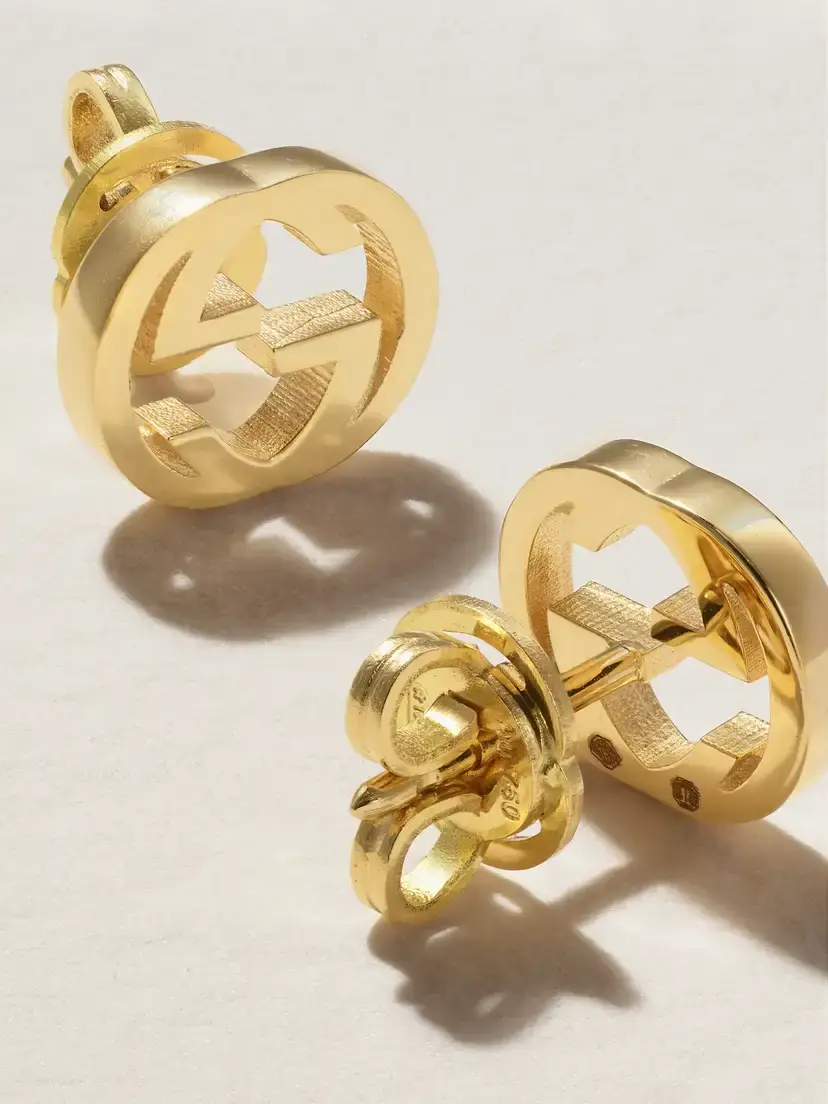 Gucci Interlocking G 18-karat Gold Earrings | Thumbnail 3