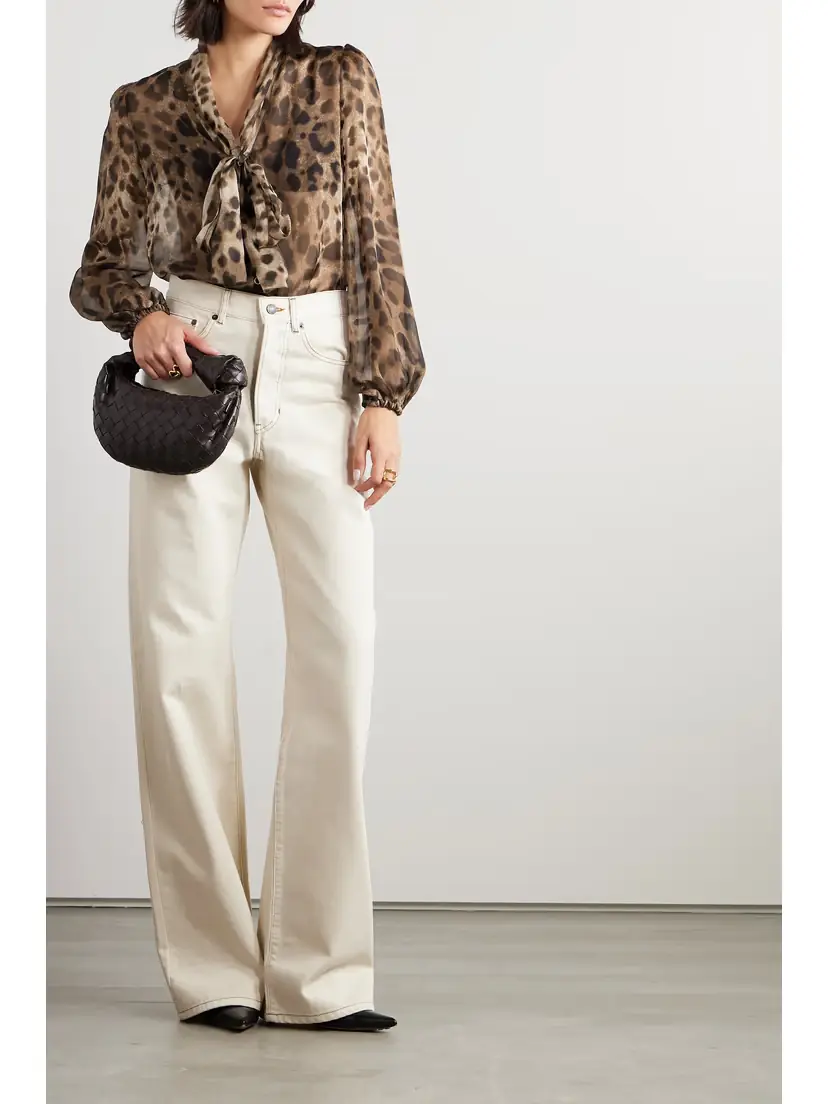 Dolce & Gabbana Tie-detailed Leopard-print Silk-chiffon Shirt | Thumbnail 2 Dolce & Gabbana Tie-detailed Leopard-print Silk-chiffon Shirt | Thumbnail 2