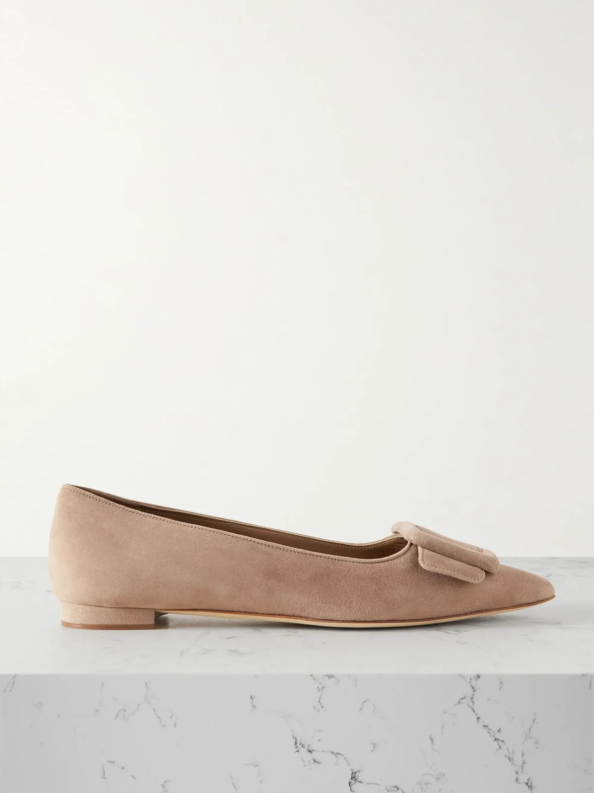 Maysale Buckled Suede Point-toe Flats Maysale Buckled Suede Point-toe Flats