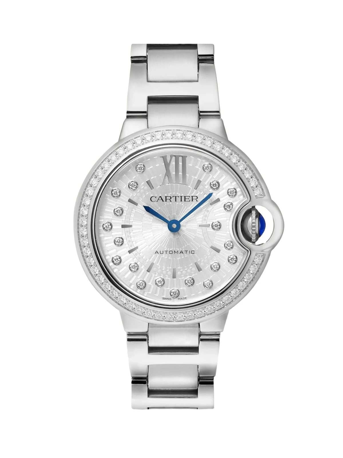 Cartier Ballon Bleu De Automatic Stainless Steel Diamond Watch